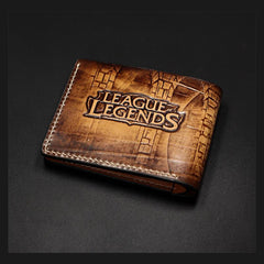 Handmade Leather Tooled League of Legends LOL Ezreal the Prodigal Explorer Mens billfold Wallet Cool Leather Wallet Slim Wallet for Men - imessengerbags