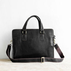 Vintage Black Leather Mens Briefcases Work Bag Laptop Bag Business Bag for Men - imessengerbags