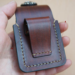 Coffee Handmade Leather Mens Armor Zippo Lighter Case Zippo Lighter Holder with Belt Loop for Men