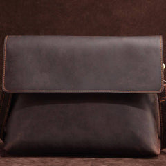 Cool Vintage Dark Brown Leather Mens Courier Bags Small Side Bags Messenger Bag For Men