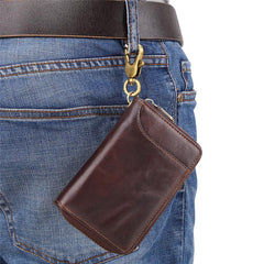 Cool Brown Leather Men's Car Key Wallet billfold Small Key Wallet For Men - imessengerbags