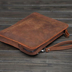 Vintage Small Leather Mens Messenger Bag Clutch Wristlet Shoulder Bag for Men