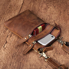 Vintage Leather Men's CELL PHONE HOLSTER Belt Pouch Waist Small Side Bag For Men - imessengerbags