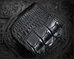 Handmade Leather Small Tooled Mens billfold Wallet Cool Chain Wallet Biker Wallet for Men