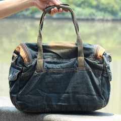 Blue Denim Mens Casual Messenger Bags Jean Fashion Side Bags Courier Bag For Men - imessengerbags