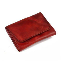 Vintage Brown Leather Men's Small Wallet Card Wallet Black billfold Front Pocket Wallet For Men - imessengerbags