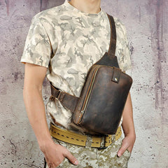Cool Leather Mens  Sling One Shoulder Bag Sling Bag Sling Backpacks Chest Bag for men - imessengerbags
