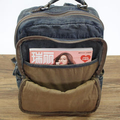 Denim Blue Mens 16 inches Backpack Multifunctional Backpack Jean Travel Backpack For Men - imessengerbags
