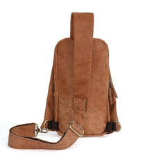 Cool Brown Leather Mens Sling Bag Sling Shoulder Bag Chest Bag Sling Crossbody Bag For Men