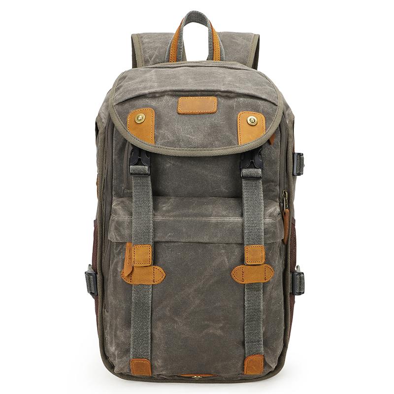 Brown CANVAS WATERPROOF MENS 15'' CANON CAMERA BACKPACK LARGE NIKON CAMERA BAG DSLR CAMERA BAG FOR MEN - imessengerbags