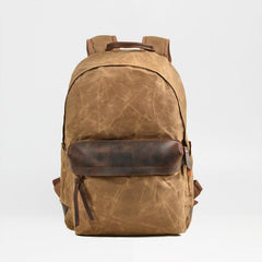 Cool Canvas Leather Mens Green Backpack Computer Backpack Black Travel Backpack for Men - imessengerbags