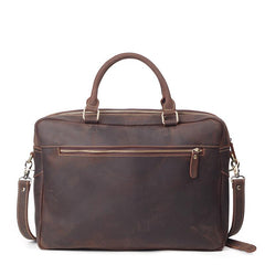 Vintage Brown Leather Men's 15'' Computer Briefcase Handbag Professional Briefcase For Men - imessengerbags