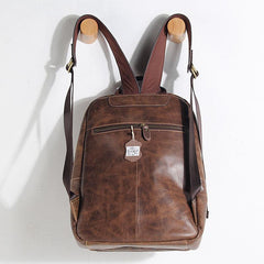 Handmade Leather Mens Cool Backpack Sling Bag Large Black Travel Bag Hiking Bag for men - imessengerbags