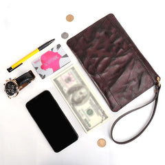 Coffee MENS LEATHER SLIM ZIPPER CLUTCH WRISTLET PURSE BAG CLUTCH BAG FOR MEN