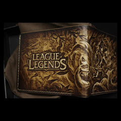 Handmade Leather Tooled League of Legends LOL Ahri the Nine-Tailed Fox Mens billfold Wallet Cool Leather Wallet Slim Wallet for Men - imessengerbags