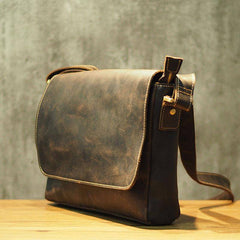 Cool Leather Mens Coffee Messenger Bag Side Bag Small Shoulder Bag for Men - imessengerbags