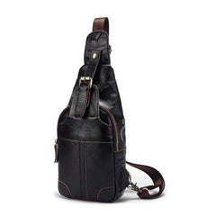 Cool Leather Brown Men's Sling Bag Chest Bag One Shoulder Backpack For Men - imessengerbags