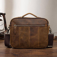 Vintage Brown Leather Small Messenger Bag Small Side Bag Shoulder Bag For Men