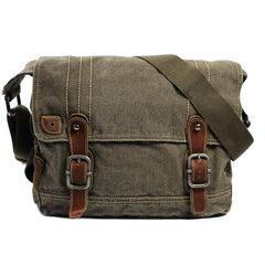 Cool Canvas Black Mens 13 inches Messenger Bag Side Bag Green Postman Bag Courier Bag For Men