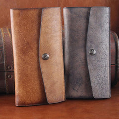Handmade Leather Mens Clutch Cool Braided Wallet Clutch Wristlet Wallet for Men - imessengerbags
