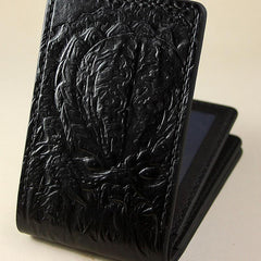 Handmade Leather Tooled Predator License Wallet Mens Card billfold Wallet Cool Leather Wallet Slim Wallet for Men - imessengerbags