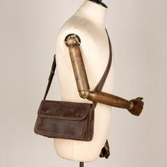 Cool Dark Brown Mens Leather 8inches Small Courier Bag Side Bags Messenger Bags for Men - imessengerbags