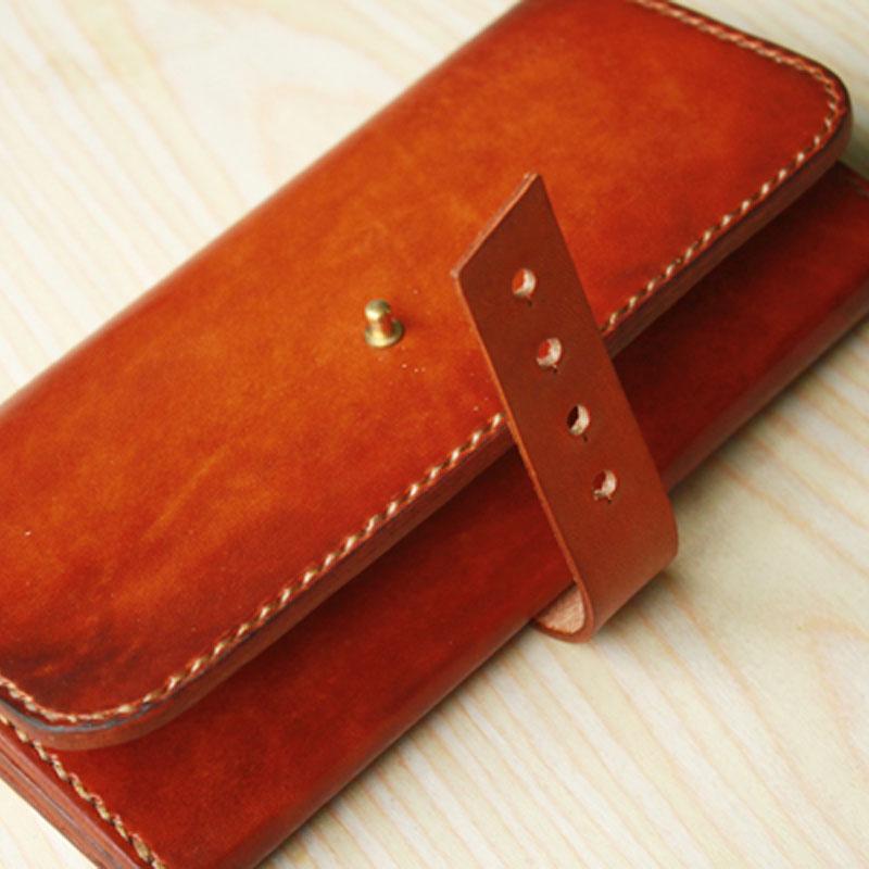 Handmade Leather Mens Long Wallet Vintage Cool Long Wallet for Men