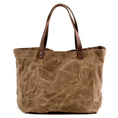 Cool Canvas Leather Mens Casual Waterproof Tote Bag Shoulder Bag Tote Purse For Men - imessengerbags