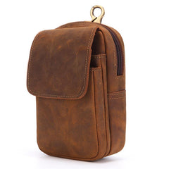 Cool Brown Leather Men's Cell Phone Holster Brown Belt Bag Belt Pouch For Men