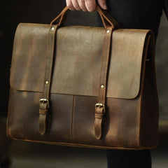 Genuine Leather Mens Cool Messenger Bag Briefcase Work Bag Business Bag for men - imessengerbags