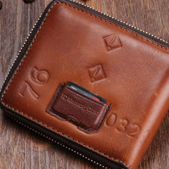 Handmade Mens Cool billfold Leather Wallet Men Small Wallets Bifold for Men - imessengerbags