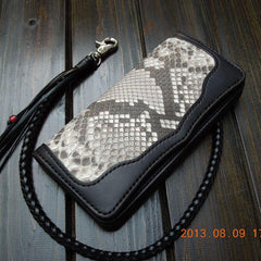 Handmade Leather Tooled Black Mens Clutch Wallet Cool Wallet Long Wallets for Men - imessengerbags
