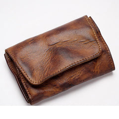 Black Handmade Leather Mens Coin Purse Small Wallet billfold Wallet Card Wallet For Men - imessengerbags