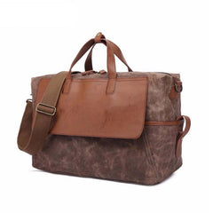 Mens Canvas Leather Briefcase Handbag Laptop Bag Business Bag for Men