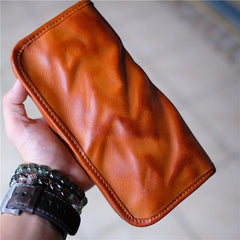 Vintage Brown Leather Men's Long Wallet Black Clutch Wallet Zipper Long Wallet For Men - imessengerbags