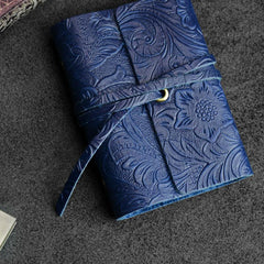Handmade Leather Floral Mens Cool Short Wallet Card Holder Small Card Slim Wallets for Men - imessengerbags