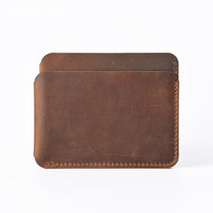 Vintage Brown Leather Men's Front Pocket Wallet Black Slim Card billfold Wallet Small Wallet For Men - imessengerbags