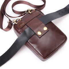 Fashion Brown Leather Men's Belt Pouch Belt Bag Black Mini Side Bag For Men - imessengerbags