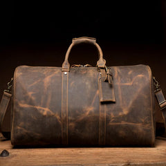 Brown Cool Leather 16 inches Weekender Bag Black Travel Shoulder Bags Duffle Bag for Men