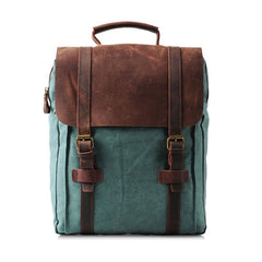 Cool Canvas Leather Mens Laptop Backpack Canvas Travel Backpack Canvas School Backpack for Men