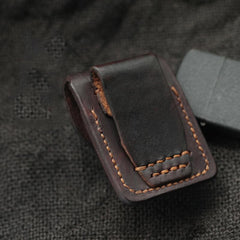 Chocolate Handmade Leather Mens Zippo Lighter Case With Belt Loop Cool Standard Lighter Holders For Men