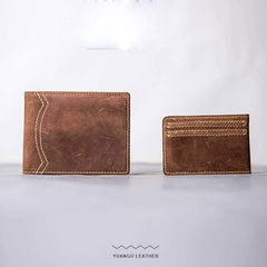 Leather Men Slim Small Wallet Bifold Small Vintage Wallet for Men - imessengerbags