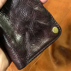 Handmade Genuine Leather Mens Cool Slim Leather Wallet Men Small Wallets Bifold for Men - imessengerbags