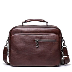 Fashion Brown Leather Men's Professional Briefcase 15‘’ Laptop Briefcase Business Handbag For Men - imessengerbags
