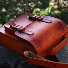 Handmade Vintage Brown Leather Mens School Shoulder Bag Messenger Bag for Men