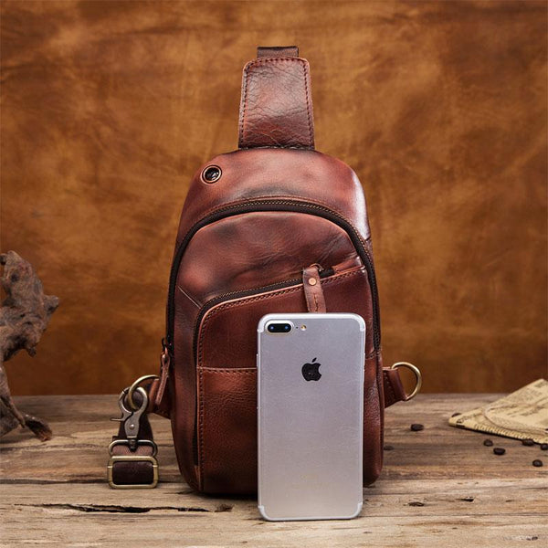 Cool Leather Vintage Chest Bags Sling Bag Crossbody Bag Travel Bag Sling Hiking Bag For Men - imessengerbags