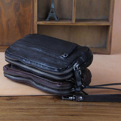Handmade Genuine Leather Mens Cool Long Leather Wallet Zipper Clutch Wristlet Wallet for Men - imessengerbags
