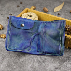 Vintage Handmade Red Mens Leather Bifold billfold Wallet Green Small Wallet for Men - imessengerbags