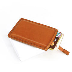 Leather Mens Slim Card Wallet Front Pocket Wallet Small Change Wallets for Men - imessengerbags