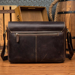 Cool Dark Coffee Leather 13 inches Postman Bag Messenger Bags Side Bag for Men